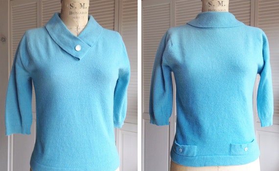 1950s Blue Lambswool Reversible Sweater Unique