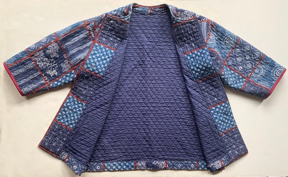 Vintage Quilted Indigo Print Jacket Japan - image 3