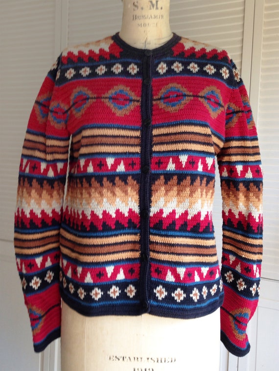 Vintage Southwest Cotton Cardigan Pendleton - image 3