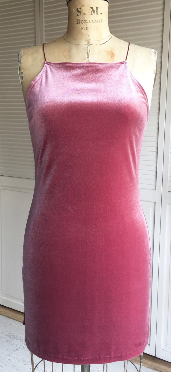 Dusty Rose Stretch Velvet Sheath Minimalist - image 1