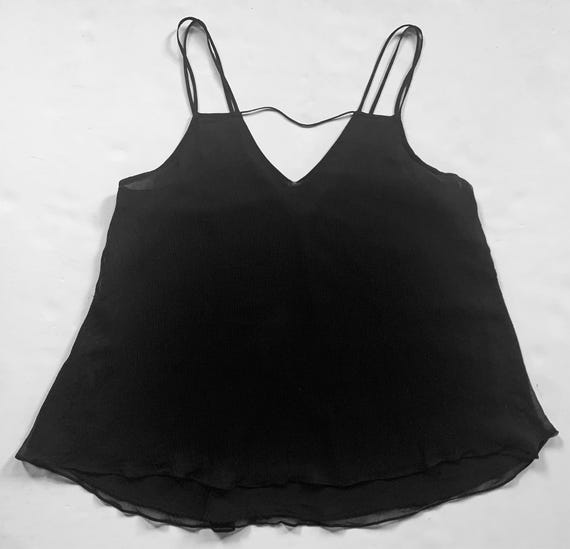 Black Silk Crepe Chiffon Camisole Top - image 1