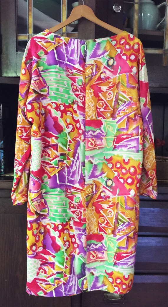 Vintage 1980s Albert Nipon Abstract Watercolor Si… - image 3