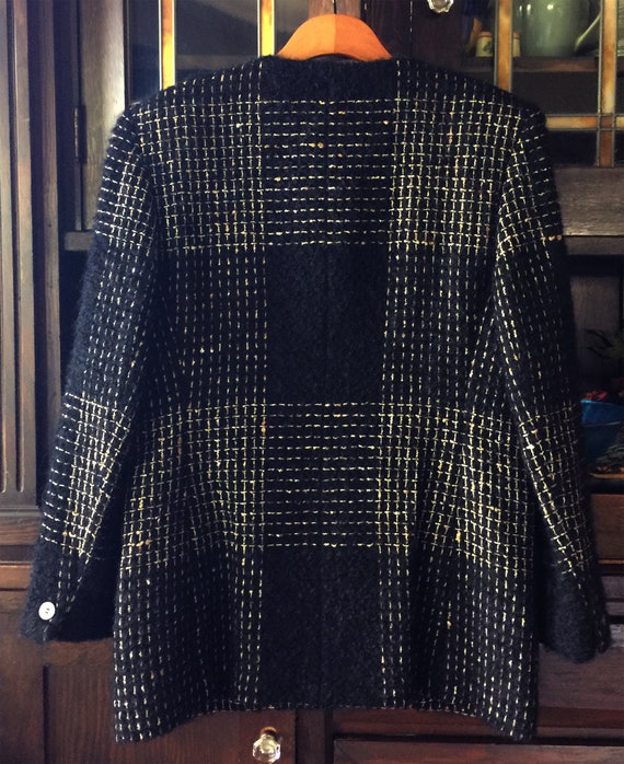 1980s Black Rustic Plaid Mohair Blend Jacket - image 6