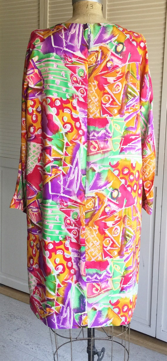 Vintage 1980s Albert Nipon Abstract Watercolor Si… - image 5