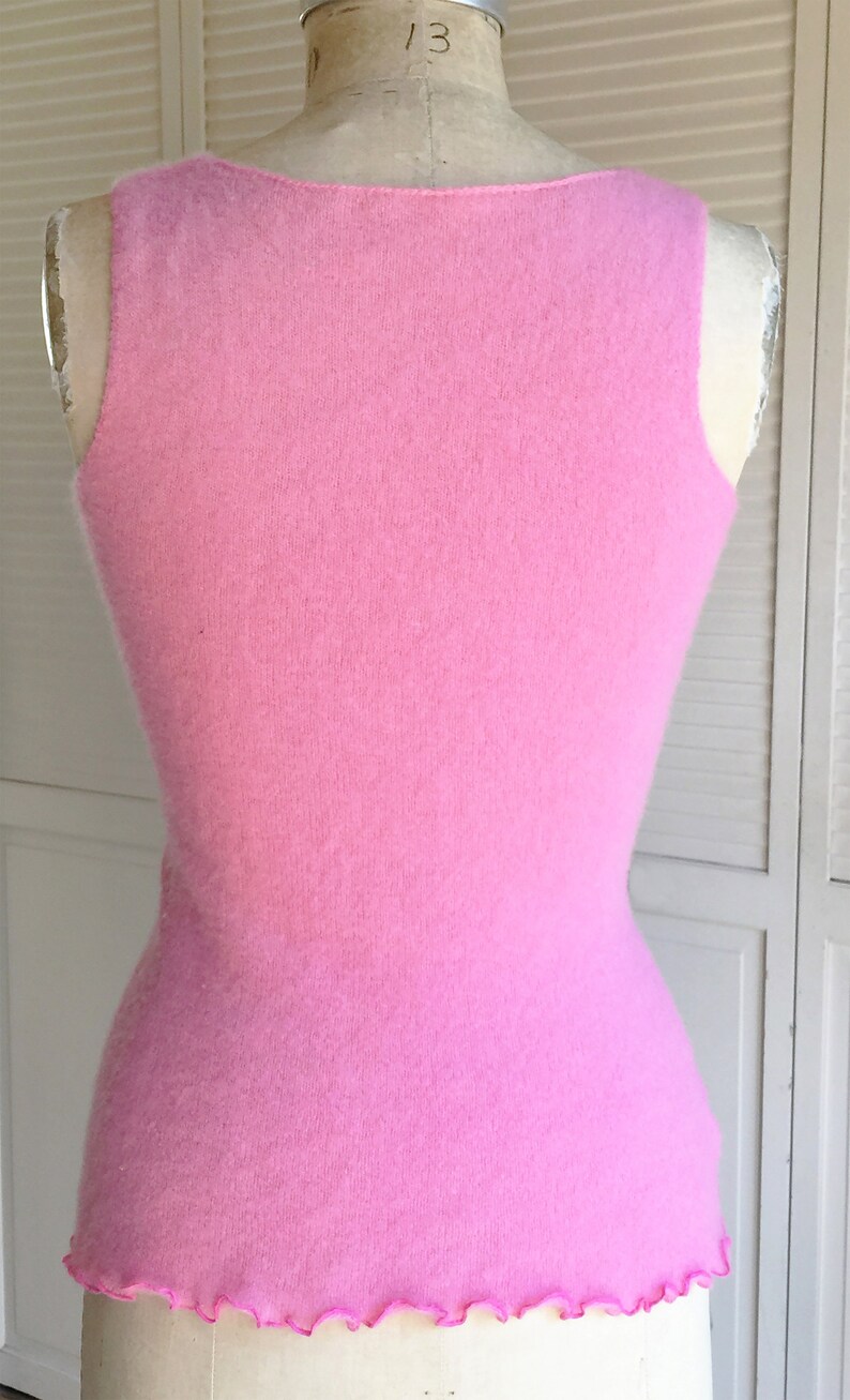 Hot Pink Fuzzy Cashmere Sleeveless V Neck Sweater | Etsy
