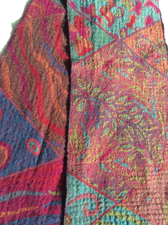 Vintage 1980s Wool Intarsia Multicolored Textured 