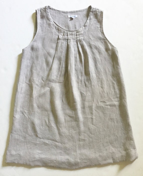 Vintage Natural Washed Linen Shift Italy Minimali… - image 1