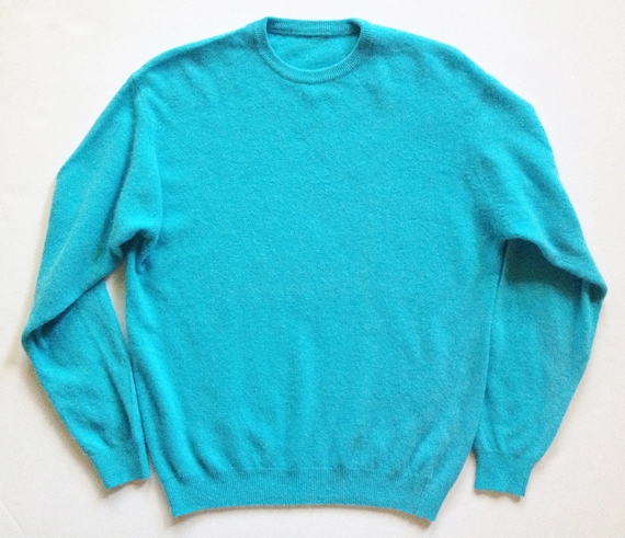 Aqua Angora and Wool Crewneck Sweater - image 1