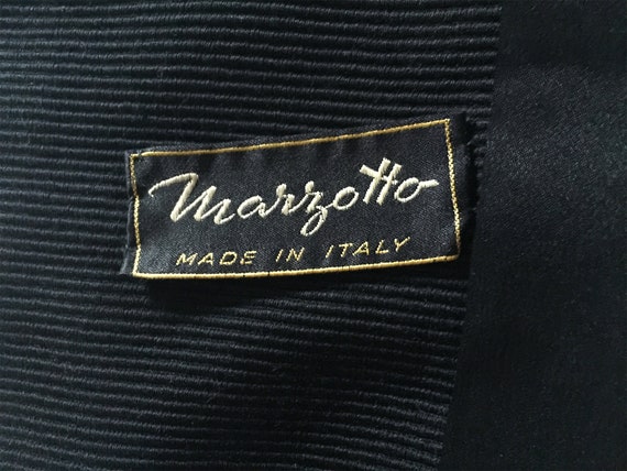 Vintage 1950s Navy Silk Faille Flared Coat Velvet… - image 8