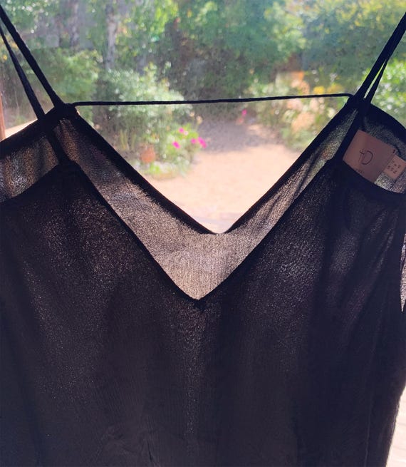 Black Silk Crepe Chiffon Camisole Top - image 6