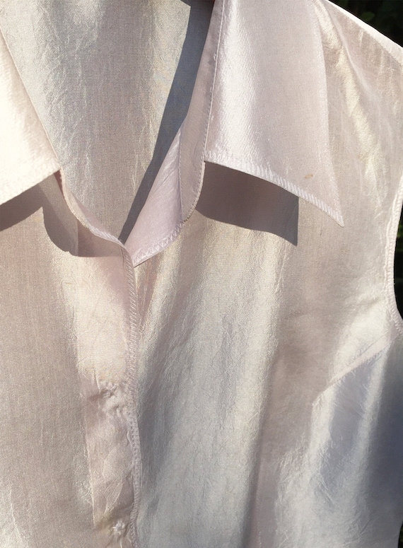 Silk Organza Pale Rose Quartz Sleeveless Blouse