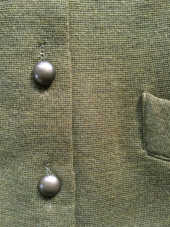 Vintage 1980s Olive Wool Doubleknit Jacket Adrien… - image 5