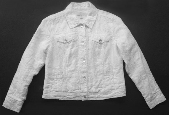 white linen jean jacket