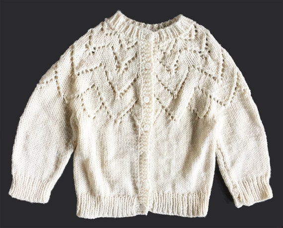Vintage Ivory Hand Knit Novelty Stitch Cardigan - Etsy
