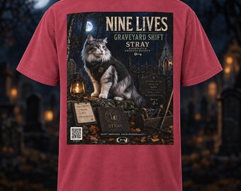 Unisex Norwegian Forest Cat Shirt, Nine Lives Graveyard Shift