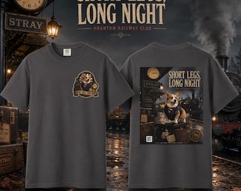 Custom Unisex Corgi Shirt, Spooky Railway Halloween Dog Tee, Vintage Train Graphic Tee, Corgi Mom Gift, Short Legs Long Night