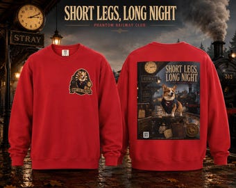 Custom Unisex Corgi Sweatshirt, Spooky Railway Halloween Dog Crewneck, Vintage Train Pullover, Corgi Mom Gift, Short Legs Long Night