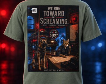 Custom Unisex Spooky Pet Shirt, Firefighter Dog and Cat Tee, Halloween Fire Brigade Graphic Tee, Dog Cat Lover Gift, We Run Toward Screaming