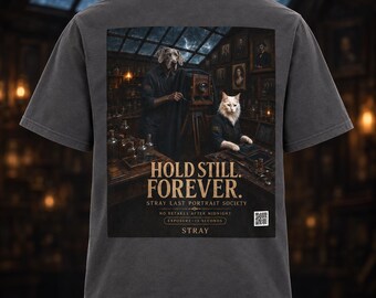 Custom Unisex Weimaraner Shirt, Spooky Photographer Cat Halloween Tee, Vintage Portrait Graphic Tee, Dog Cat Lover Gift, Hold Still Forever