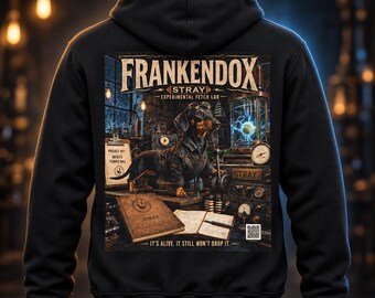 Custom Unisex Dachshund Halloween Hoodie, Frankenstein Wiener Dog Zip Up, Spooky Doxie Gothic Hoodie, Dachshund Lover Gift, Frankendox