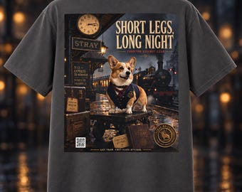 Unisex Corgi Shirt, Short Legs Long Night, Spooky Railway Halloween Dog Tee