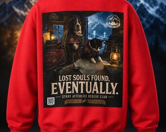 Custom Unisex Bernese Mountain Dog Sweatshirt, Spooky Rescue Cat Halloween Crewneck, Dog Cat Lover Gift, Afterlife Rescue Club