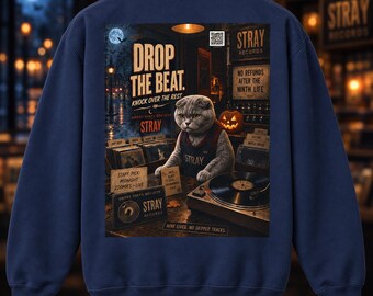 Unisex Scottish Fold Cat Sweatshirt, Drop the Beat
