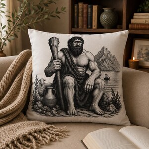 Cyclops Throw Pillow Cover | Greek Mythology, Ancient Greece Home Decor, Polyphemus Cushion
