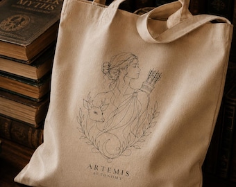 Artemis Tote Bag |  Greek Goddess of the Hunt | Women Empowerment & Mythology | Dark Academia Art