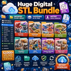 Ultimate Flexi Animal STL Bundle, Articulated Dragon 3D Print Files, Printable Animal Models, Digital Download STL Library Mega Collection