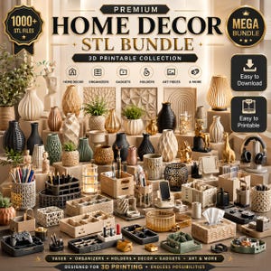 Mega Home Decor STL Bundle, 3D Printable Home Decor Files, Digital Download Interior Design Models, Lamp Vase Organizer STL Collection
