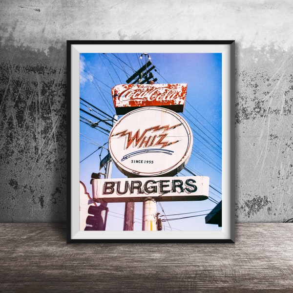 San Francisco Photography Print - Whiz Burgers Drive-In, San Francisco Wall Art - Unframed California Neon Sign Print