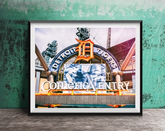 Detroit Tigers Print - Detroit Photography Print - Original Wall Art Photo - Modern Photography - Unframed Decor - Comerica Park Entrance