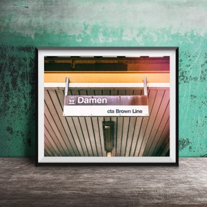 Chicago CTA Sign Photography - Chicago Decor - Unframed Wall Art Print - Damen CTA Brown Line Station Sign