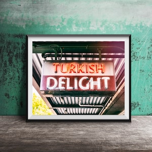 TURKISH DELIGHT, Seattle Wall Art - Unframed Photography Print - Neon Sign Photography - Pike Place Market, Seattle