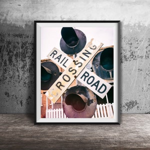 Railroad Crossing - Unframed Photography Print - Wall Decor - Photo Art - Modern Art Print - Black And White Train Track Crossing