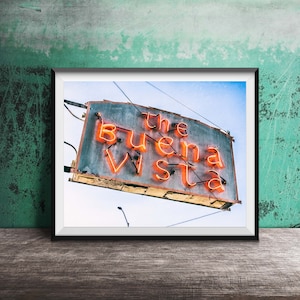 San Francisco Bar Photography Print - The Buena Vista - Downtown San Francisco Wall Art - Unframed California Neon Sign Print