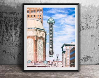 PARAMOUNT THEATRE, Chicagoland - Ungerahmt, fertig zum Einrahmen - Moderne Kunst Fotografie Druck - AURORA, Illinois Theater Schild
