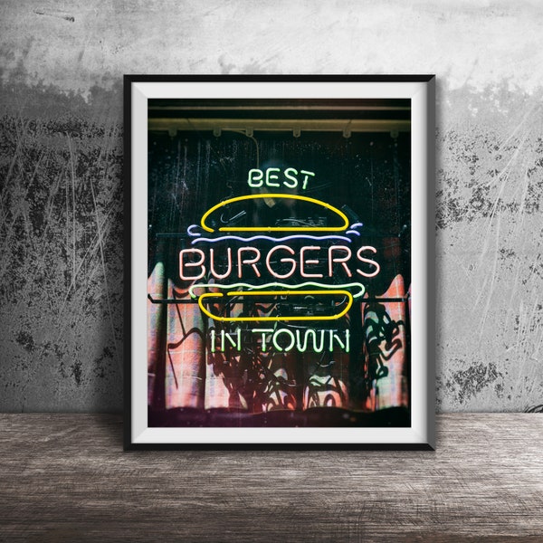 Best BURGERS in Town - Unframed Photography Print - Kitchen Wall Decor, BURGER Time Photo Art - Modern Dining Room Print