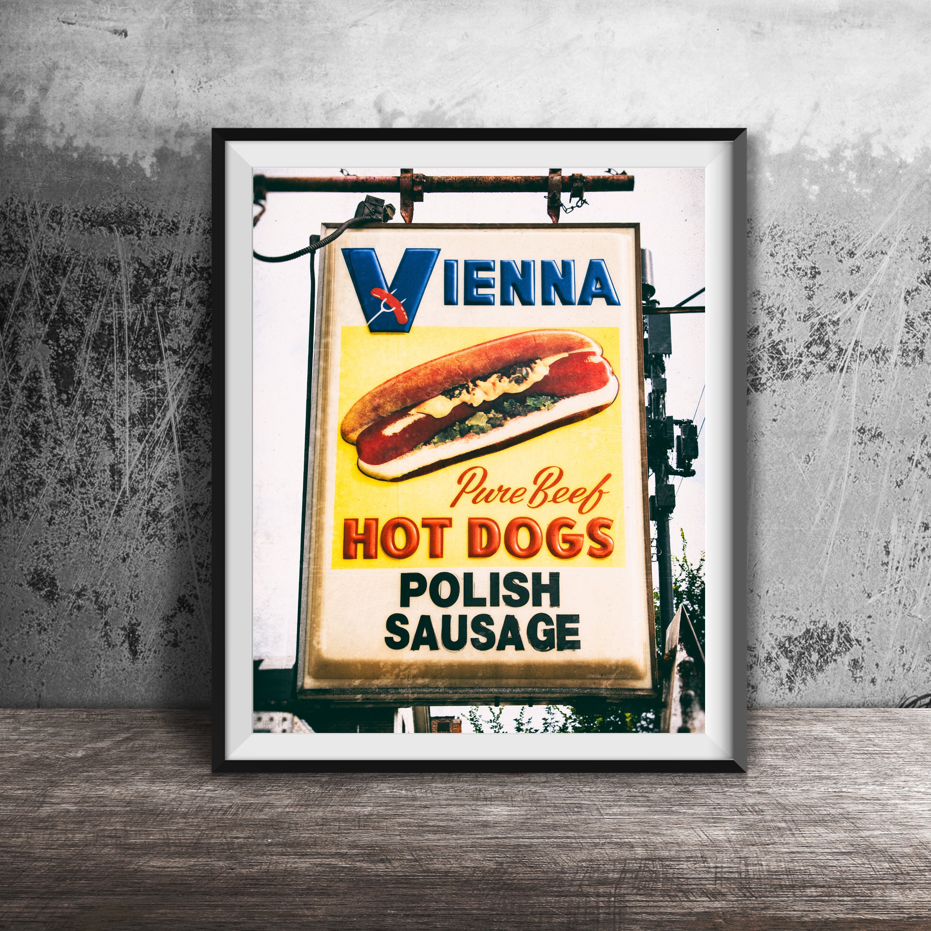 Vienna Beef Hot Dogs, Polish Sausage Kitchen Art Chicago Style Hot Dogs Art  Photography Print Chicago Restaurant Sign Duk's 