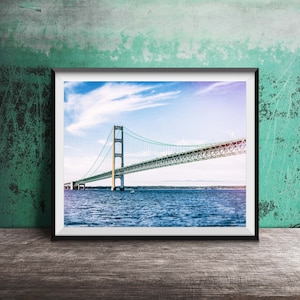 MACKINAC BRIDGE, MICHIGAN - Unframed Photography Print - Upper Peninsula, Michigan Suspension Bridge, Great Lakes