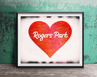 Rogers Park, Chicago Photography - Chicago Wall Art - Unframed Bar Wall Art Print - I Love Rogers Park, Heart