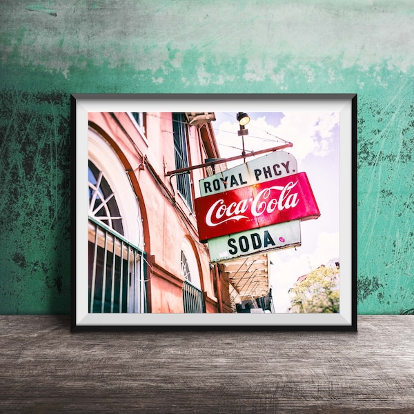 New Orleans, Royal Apotheke Wandkunst - NOLA Schild Fotografie - Ungerahmter Druck - French Quarter, New Orleans Schild Fotografie - Coca-Cola Kunst