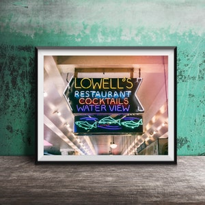 LOWELL&#39;S RESTAURANT, Seattle Wall Art - Unframed Photography Print - Neon Sign Photography - Pike Place Market, Seattle, WATERVIEW