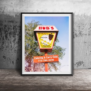 Chicago Restaurant Wall Art - HUBS GYROS - Unframed Chicago Sign Photography - Chicago Greek Food
