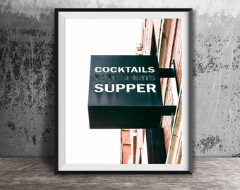 COCKTAILS SUPPER - Unframed Wall Art Photo - Bar Lounge Photography - Unframed Wall Decor - Home Kitchen Sign Photography