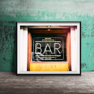 BAR, Mid-Century Modern Martini - Vintage Neon Sign Photography Print - Modern Wall Art Print - Bar Decor - Midcentury Bar