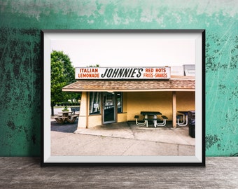 JOHNNIE&#39;S BEEF, Elmwood Park, Il - Unframed Photography Print - Chicagoland Italian Beef Restaurant Sign