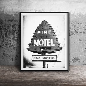 PINE MOTEL, Indianapolis - Neon Sign Art Photography - Wall Art Photo - Modern Kitchen Photography - Unframed Decor - Pine Tree, Evergreen image 3