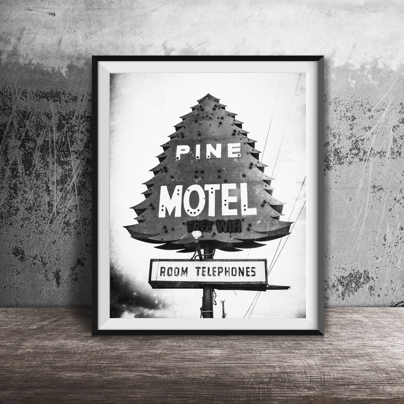 PINE MOTEL, Indianapolis - Neon Sign Art Photography - Wall Art Photo - Modern Kitchen Photography - Unframed Decor - Pine Tree, Evergreen image 3